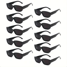 VINCAN 2/5/10 piezas Gafas negras rectangulares retro, accesorios de fotomatón de unicolor para bodas, despedida de soltera, fiesta con tema de rock, decoración del Día de San Valentín, regalos para invitados de boda, regalos para damas de honor, decoraciones de graduación, unisex
