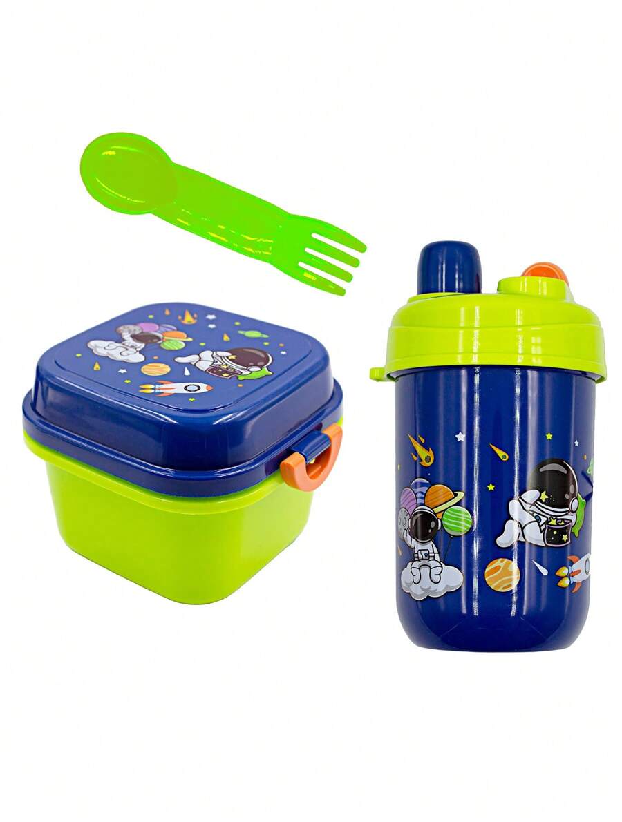 Lonchera Lonch Box Con Vaso Cubierto Diferente Diseño - Verde - Ver 1