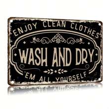 12x8 Inch Vintage Laundry Room Metal Sign - Rustic Iron Wall Decor