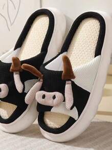 Pantuflas de estar por casa para hombre, bonitos estampados de animales, sencillas. - Negro - Ver 3