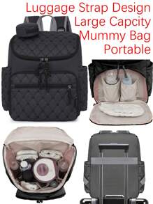 1 chiếc túi đựng đồ thời trang có sức chứa lớn. Túi đi làm thời trang cho phụ nữ. Ba lô đi học xách tay. Ba lô màu trơn Basics. Túi chần bông nhẹ có quai xách tay. - màu đen - Xem 2