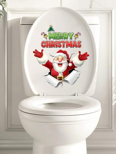 1 PC Toilet Stickers Decals, Funny Snowman Xmas Tree Toilet Lid Tank Decals For Bathroom Decoration, Decoration Stickers Decor-Great For Room, Living Room, Walls, Kitchen, Bedroom And More, Wall Stickers Decals Stickers, Stickers, Wall Decal, Vinyl Decal For Home Decorations, Spring Decoration Items Refresh Your Home, Rama Decoration Stickers Christmas  Christmas Decor  Christmas Decorations Christmas Decoration