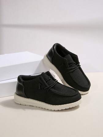 1 Pair Kids' Casual Non-Slip Flat Shoes, Children's Classic Fashion New Boys' Loafers, Sports Shoes Boys/Girls' Lightweight Lace-Up Canvas Sneakers, Breathable Low-Top Casual Shoes For Spring/Autumn