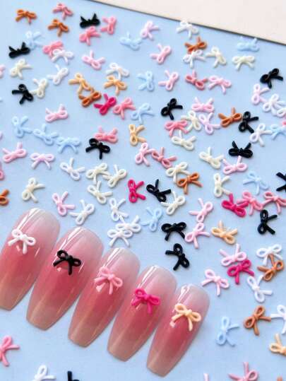 Um Pacote com 100 Produtos de Unhas Mini Fofos, Laço de Fita/Laço de Menina Plano 3D Misturado Entrega Aleatória, Acessórios de Unhas DIY Glamour Lady Unhas Longas/Curtas, Acessórios de Unhas, Gemas de Unhas, Produtos de Unhas, Joias de Unhas, Suprimentos de Unhas, Encantos de Unhas