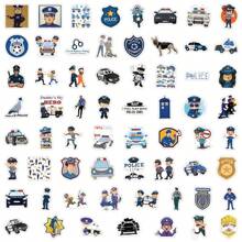 62PCS Police Stickers Vinyl Aesthetics Stickers For Scrapbooking, Diary, Laptop, Bumper, Skateboard, Water Bottle, Computer, Phone, Cartoon, Hard Hat, Car Stickers And Decals - Multicolor - View 3