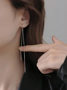 1對女款流蘇耳環，925純銀耳環，簡約而奢華的款式，適用於假期