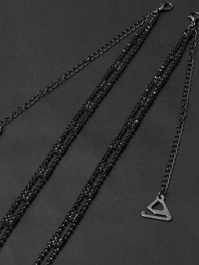 زوج من سلاسل الكتف المرصعة بالراين للنساء، سلسلة جسم نحاسية أنيقة، أشرطة صدرية غير مرئية جذابة، للحفلات الراقصة