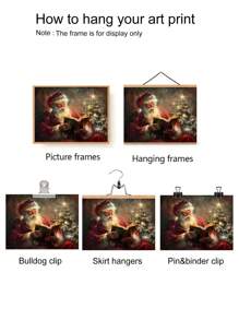 1 件圣诞老人和驯鹿帆布艺术印刷品 - 无框壁挂装饰，适用于家庭办公室、客厅、卧室 - 防水装饰艺术，经典、现代水墨画风格 - 多用途室内/室外圣诞墙壁艺术，适用于咖啡馆、酒吧、宿舍圣诞装饰圣诞节装饰圣诞树礼物装饰感恩节婚礼秋季装饰生日装饰礼品派对用品室内节日装饰万圣节装饰墙壁装饰万圣节装饰品 - 彩色 - 查看 5