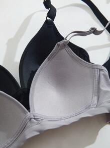 Juego de 3 brasieres cómodos y ventilados inalámbricos, con copa suave y sólida, ropa interior para mujer