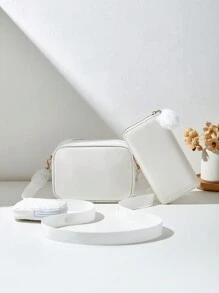 Juego de 3 bolsos de mujer de moda: bolso de mano con asa de hombro y bandolera, bolso acolchado, cartera larga, monedero pequeño y cuadrado