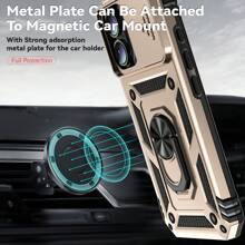 多功能360°旋转支架防摔手机壳，兼容 16 Pro Max、Redmi Note 11/12/13 Pro+、Pixel 9 Pro、 11/12/13/14/15 Pro Max、A14/A24/34/35/54/55、S23/24、S22 Ultra、OPPO、vivo，防水防震防摔防刮，国际版，非国内版 - 金色 - 查看 5