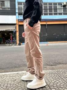 EMMA SHOP "Men's Tailored Twill Trousers, Sporty Fine, Knife Pocket, Built-In Pocket - 駝色 - 查看 2