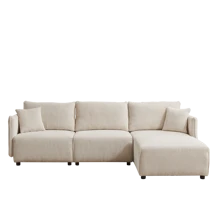 106" Multi-Module Combination Style Sofa For Living Room, Bedroom And Other Lounge Spaces, Modern Minimalist Corduroy Combination Sofa With 2 Comfort Cushions With USB And C Charging Ports, Beige