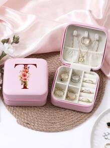 1 件珠宝收纳盒便携式旅行和商务旅行使用，适用于戒指、耳环、项链、小珠宝盒