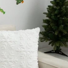 1 Stück Weihnachts Schneeflocken Muster Plüsch gesteppter Kissenbezug, geeignet für Wohnzimmer, Schlafzimmer, Sofa Dekoration, Ganzjährige Nutzung