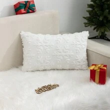1 Stück Weihnachts Schneeflocken Muster Plüsch gesteppter Kissenbezug, geeignet für Wohnzimmer, Schlafzimmer, Sofa Dekoration, Ganzjährige Nutzung