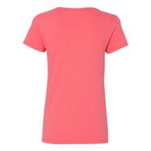 Heavy Cotton Womens V-Neck T-Shirt (Coral Silk) - 珊瑚粉 - 查看 2