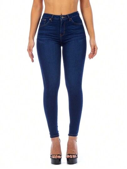 Pantalón De Mezclilla Stretch Mujer Corte Cintura Alta