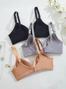 Juego de 3 brasieres cómodos y ventilados inalámbricos, con copa suave y sólida, ropa interior para mujer