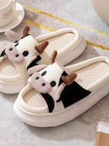 Pantuflas de estar por casa para hombre, bonitos estampados de animales, sencillas. - Blanco - Ver 6