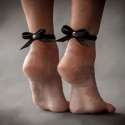A Pair Bow Decoration Foot Ring And 1pc Bowknot Bracelet, Bow, Showcasing Perfect Bare Feet, A Must-Have For Dating, Making Your Boyfriend Crazy For You, Perfect Bare Feet Attract Countless Gazes, Sexy LingerieSexy Lingerie Accessories,Halloween,Christmas,Valentine's Day,For Dates,Party,Date