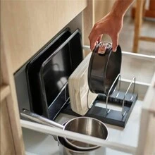 1 件新品家用砧板烤盘收纳架烤盘储物架台面锅盖架多功能厨房隔断砧板架橱柜收纳 - 彩色 - 查看 4