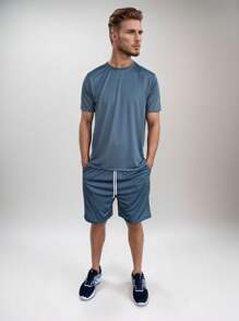 Kit 2 Men's Basic Plain Dry Fit Shirt Sports Gym Short Sleeve Fitness Multicolor - 黑色 - 查看 6