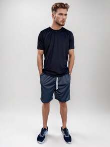 Kit 2 Men's Basic Plain Dry Fit Shirt Sports Gym Short Sleeve Fitness Multicolor - 黑色 - 查看 4