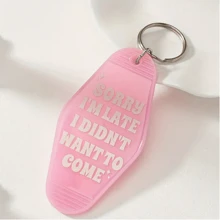 1pc Pink & Red Acrylic Keychain With Retro Car & Hotel Themed Slogan, Cute Gift For Friends And Birthday, Casual Bohemian Party ABS Material Car Accessories Bag Charm School Goth Y2k Bag Accessories Lanyards With Id Holder Car Accessories Bag Charms Christmas Car Teacher Sister Gift Ideas