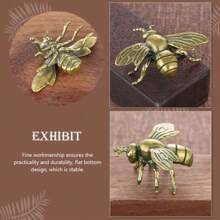 Pair Of Vintage Brass Bee Figurines - Rustic Charm Bee Ornament Set, Miniature Bee Sculptures Ideal For Seasonal Decor & Gifts