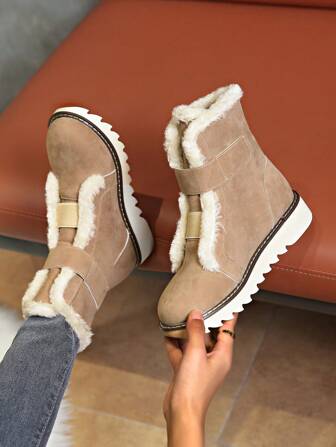 2024 Winter New Thick-Soled Mid-Calf Snow Boots Women, Elevated, Thermal Lined , Padded, Warm