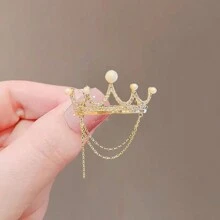 1pc Chain Crown Casual Zinc Alloy Brooch, Suitable For Women Daily Use In Spring, Summer, Autumn And Winter Dress Accessories Pin For Clothes Bag Charm School Office Accessories Shirts Jacket Jewelry Christmas Halloween Clothes Pin Funny Cute Teacher Gifts Costume Accessories Bag Charms - Gold - View 6