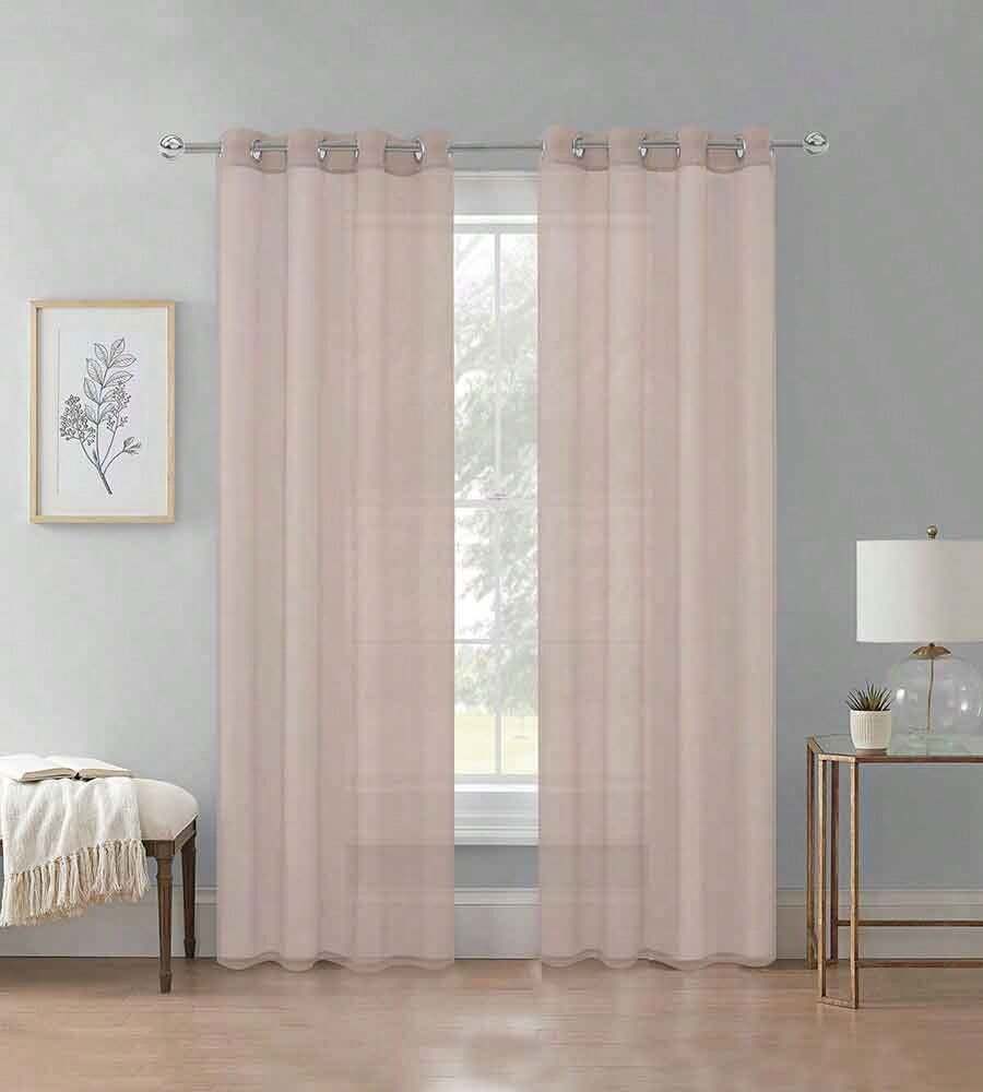 TRANSPARENT VEIL CURTAIN - LIGHT COFFEE - View 1