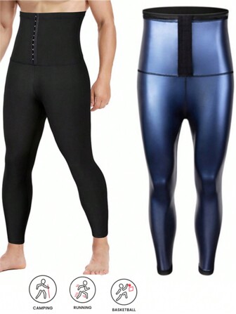 1pc Outdoor Sports Fitness Running Sweat-Promoting Shaping Pants For Men, Coating Sweat-Promoting Shaping 3/4 Pants, Sweat Pants Workout Clothes, Spring & Summer Gym Accessories