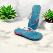 Lightweight And Comfortable Women's Flip Flops Perfect For Everyday Wear - Cam với xanh - Xem 2