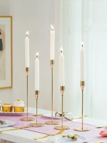 4pcs Straight Candle Holders, European Style Long Stem Candlestick Candles, Home Romantic Candlelight Dinner, Wedding, Birthday, Valentine's Day, Lighting Candles, Gold, Silver, Red, White, Black, Green, Blue, Pink, Purple, Bronze,Room Decor,Gifts Graduation - Straight Shape - View 5