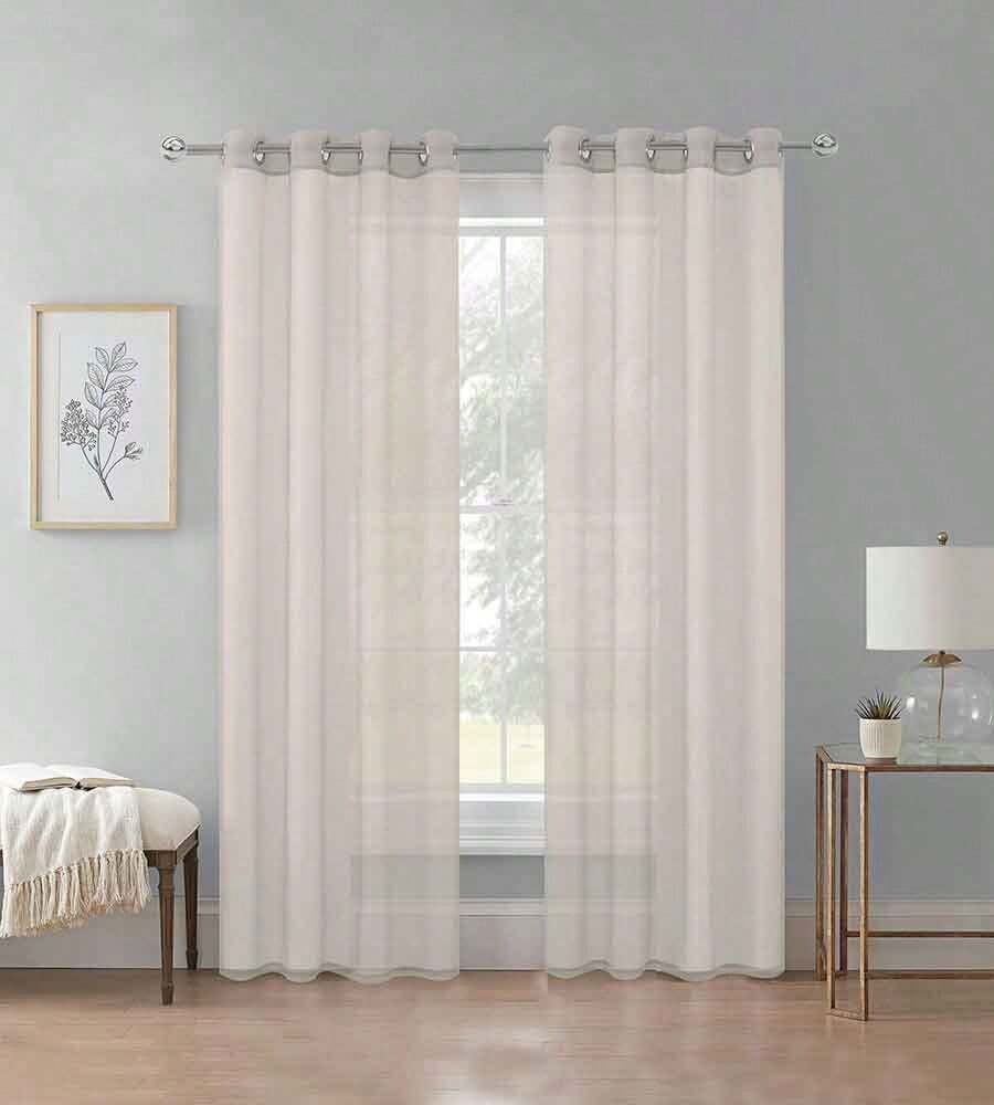 TRANSPARENT VEIL CURTAIN - 淺卡其色 - 查看 1