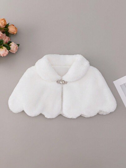 Young Girl Fur Shawl Sleeveless Outwear, Suitable For Dresses, Formal Gowns, Princess Dresses, Party, Celebration, Birthday, Stage, Music Concert