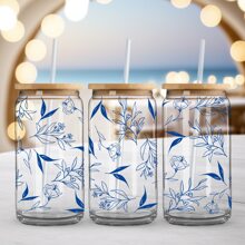 4 piezas Pegatinas de la serie minimalista de flores UV DTF para hojas impermeables de pegatinas para tazas de vidrio Libbey de 16 oz, tazas decorativas, útiles escolares, manualidades y suministros de arte DIY, pegatina de transferencia