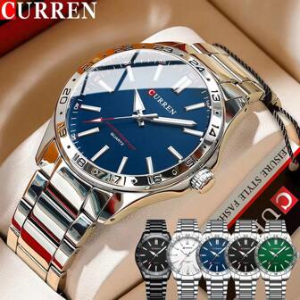 Curren CURREN Fashion Business Men Wristwatch Top Brand Luxury Waterproof Original Watch Stainless Steel Strap Sport  Quartz Male Clock Gift 8452
