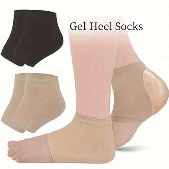 2/4PCS 男女通用防裂吸汗高跟袜，舒适透气，弹性硅胶保护套，减轻足部护理