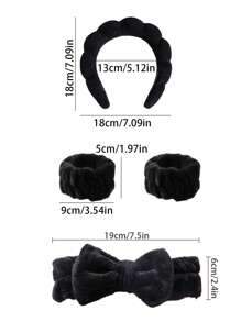 1/2/3/4PCS Optional,Solid Shower Headband , Shower Wristband,Solid Shower Headband And Shower Wristband Set - Black - View 2