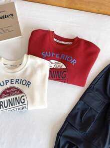 新品儿童图案印花卫衣，秋季时尚清凉上衣 - 紅色 - 查看 6