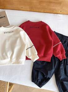 新品儿童图案印花卫衣，秋季时尚清凉上衣 - 紅色 - 查看 5