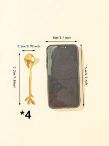 4 件/6 件/7 件/套不锈钢叶形勺子架托盘套装，厨房甜点小勺子搅拌勺咖啡勺储物罐，糖果、甜点、小吃、蛋糕、水果的家居装饰，适用于户外、家居、厨房、派对、生日、礼物