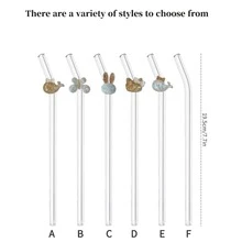 1 bộ ống hút thủy tinh trang trí thiết kế đẹp mắt, ống hút thủy tinh tái sử dụng đựng nước ép, đồ uống lạnh, sữa và đồ dùng tiệc tùng làm quà tặng Giáng sinh - phong cách 1 - Xem 2