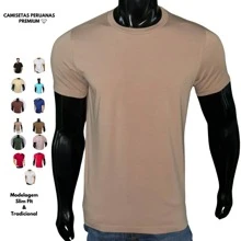Premium Basic T-Shirts Made Of Peruvian Fabric With Smooth Elastane, Slim Fit And Traditional Design. - 棕色 - 查看 3
