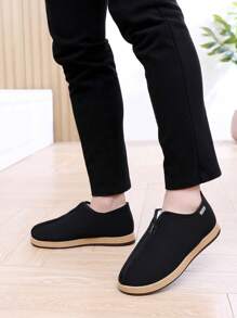 冬季新款羊毛保暖鞋男士老北京布鞋毛绒内里软底防滑老年鞋 - 黑色 - 查看 5