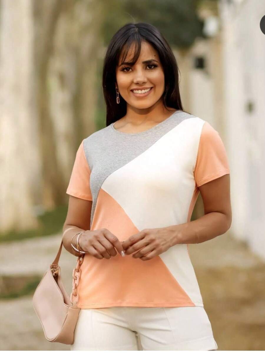 BLUSA RECORTE EM MALHA - Rosa Bebê - Visão 1