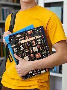 Cute Cat Canvas Book Cover With Zipper - Washable Paper Book Cover With Pocket - Perfect Gift For Women And Girls Back To School, School Supplies - Multicolor - View 6